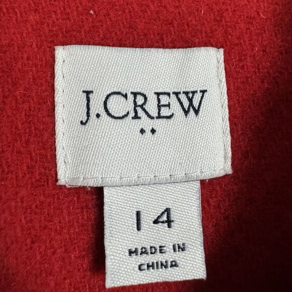 J CREW Wool Blend Double Breasted Topcoat Jacket Red Women Size 14 Welt Pockets - Picture 5 of 11